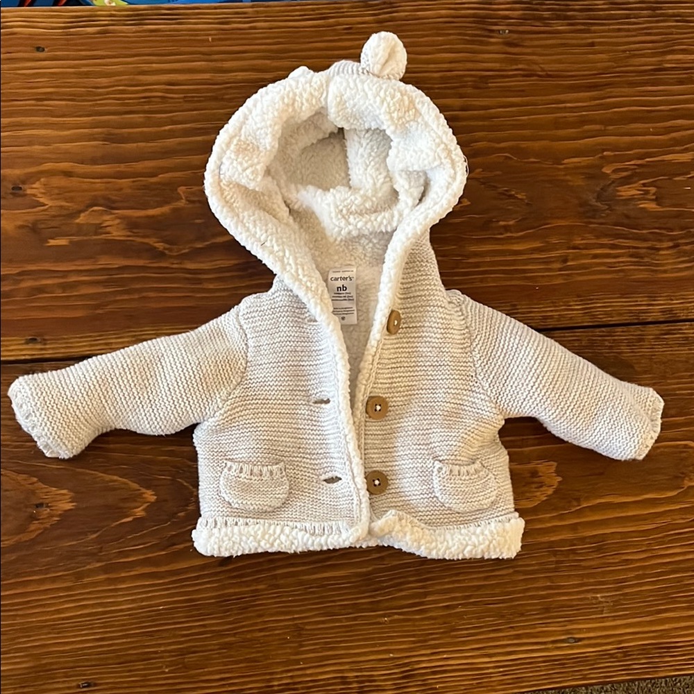 NWOT Carter's Cream Baby Knit Hoodie
